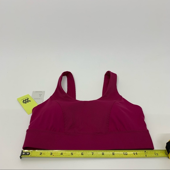 All In Motion Cranberry Sports Bra Medium Support Ribbed Moisture Wicking Nwt - Picture 11 of 13